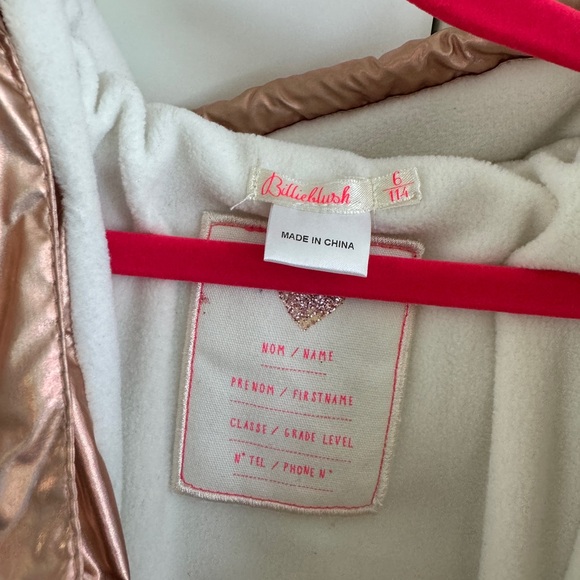 Billieblush Rosegold Metallic Ruffle Puffer Jacket - Picture 3 of 4